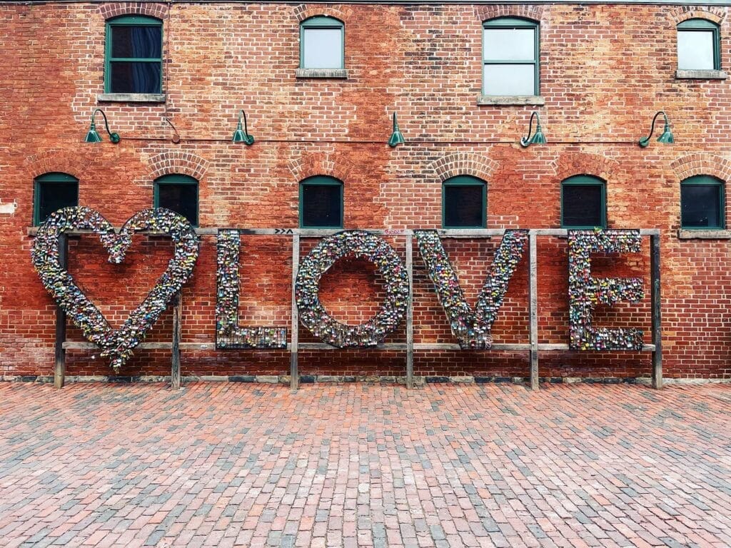 top Valentine’s Day spots in Toronto 
 with LOVE installation in Toronto’s Distillery District, 