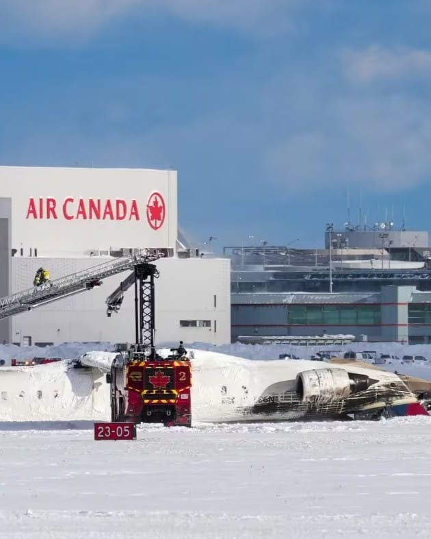 Plane Overturns During Landing at Toronto Pearson Airport