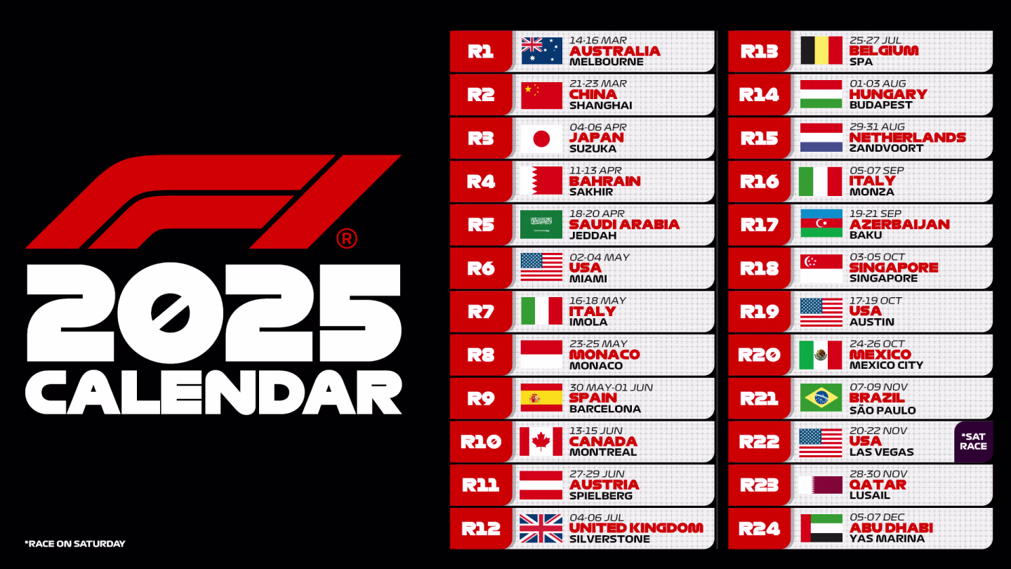 F1 2025 calendar
