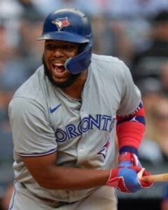 Picture of a Toronto Blue Jays batter yelling