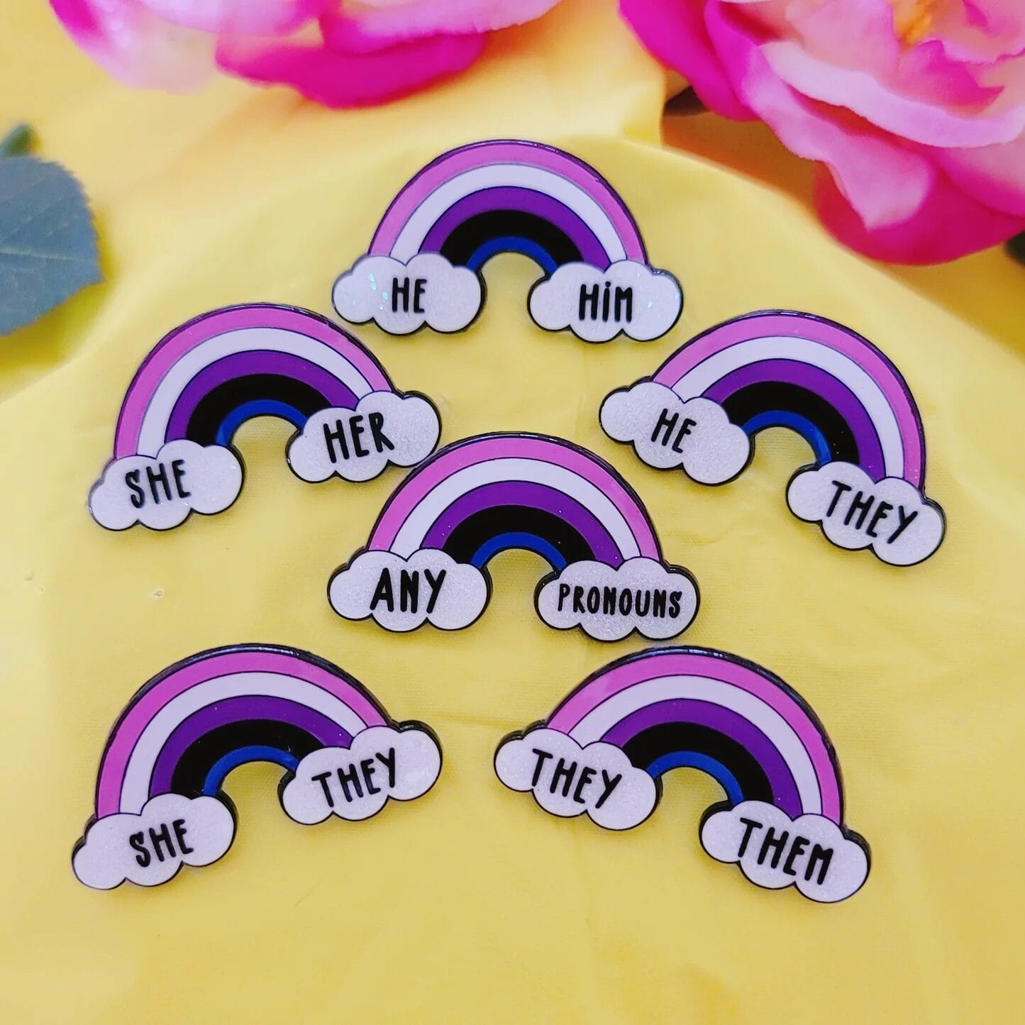 Pronoun pins to wear to Pride