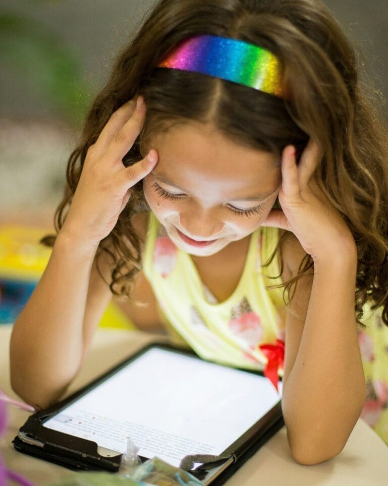 child on tablet