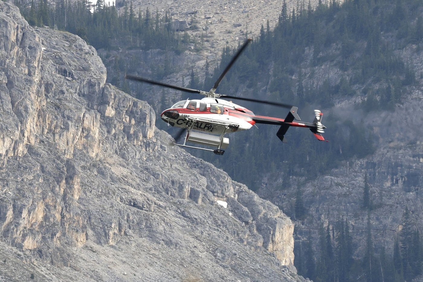 rockfall near Bow Glacier Falls