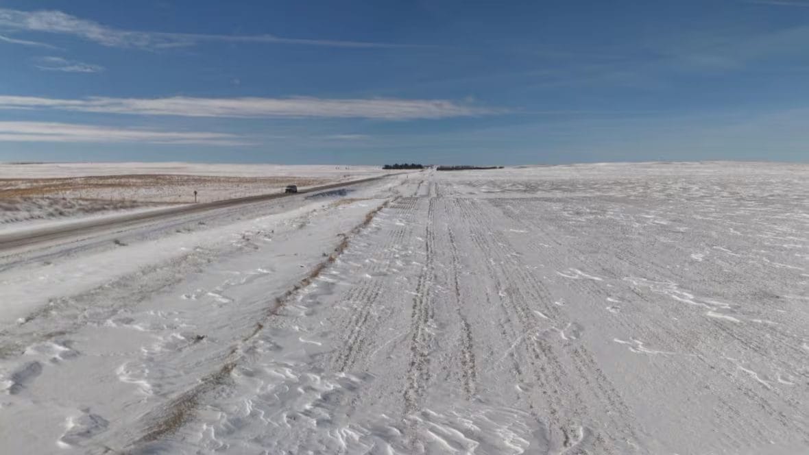 U.S. Closes Border Road to Canada (Photo by James Young/CBC: Canadians have long relied on Border Road, located in Montana, due to its intersection with numerous Alberta roads.)